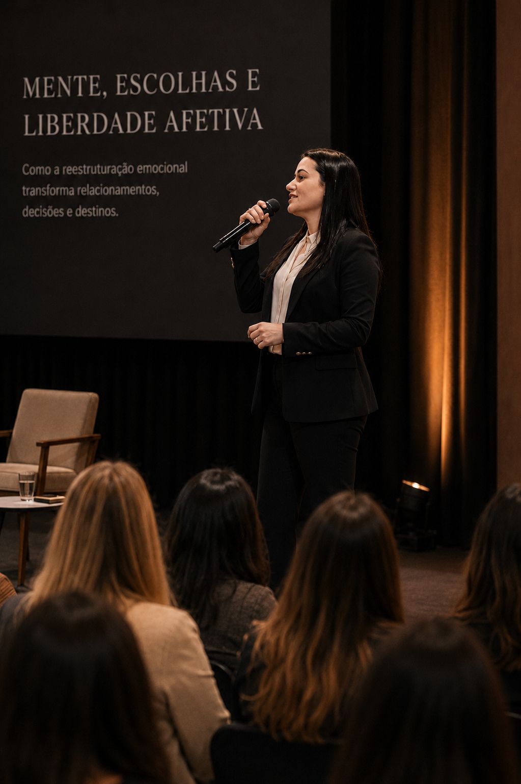 Beatriz da Silva palestrando para uma plateia